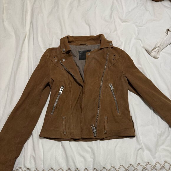 Allsaints Suede Goat Leather Women's Jacket US 2 - Picture 3 of 7